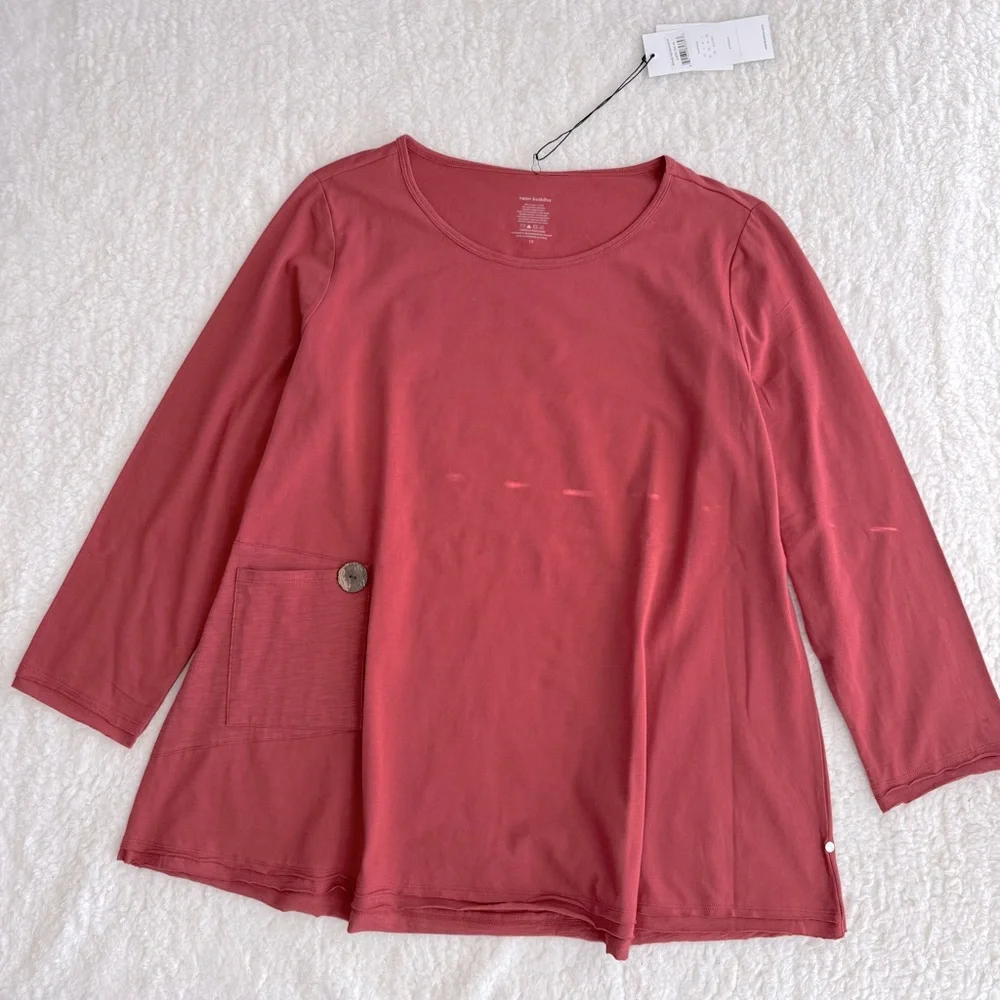 Neon Buddha Women's Red Long Sleeve Melody Top, Chestnut, Size 1X